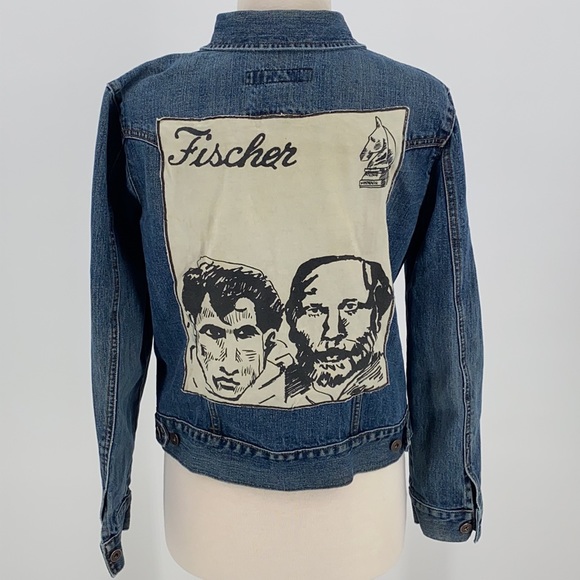 Gap Women’s Denim Jean Jacket OOAK Chess Size Lg - Picture 4 of 10